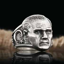 3 Boyutlu Atatürk Gümüş Yüzük