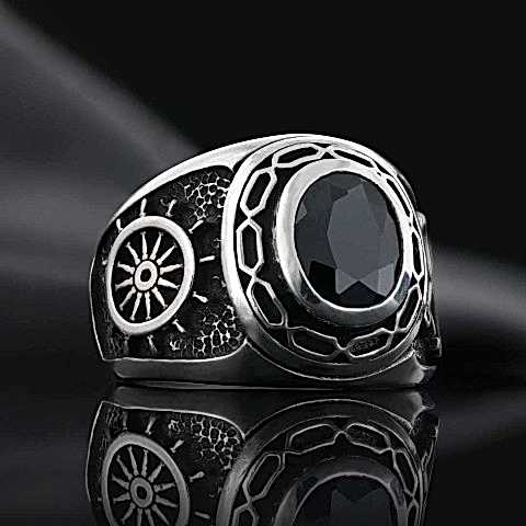 925 Ayar Erkek Oniks Yüzük, Doğal Taşlı Oniks Erkek Yüzük, Siyah Akik Yüzük