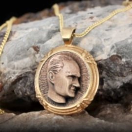 925 Ayar Gümüş Atatürk Portre Kolye