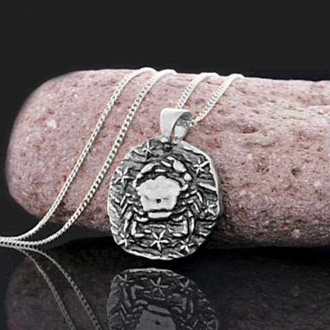 925 Ayar Gümüş Gold Kaplama Özel Tasarım Yengeç Burcu Kolye