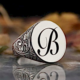 925 Ayar Gümüş Monogram B Harfli Yüzük