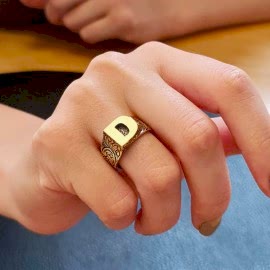 925 Ayar Gümüş Monogram D Harfi Bayan Yüzüğü