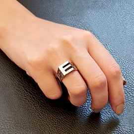 925 Ayar Gümüş Monogram E Harfi Bayan Yüzüğü