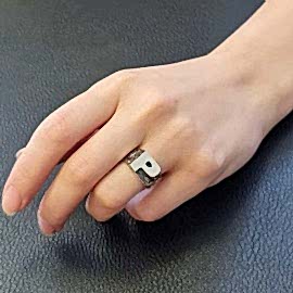 925 Ayar Gümüş Monogram P Harfi Kadın Yüzüğü