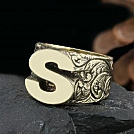 925 Ayar Gümüş Monogram S Harfi Erkek Yüzüğü