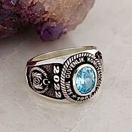 925 Ayar Gümüş Özel Üretim Sahil Güvenlik Yüzüğü 1982 2022