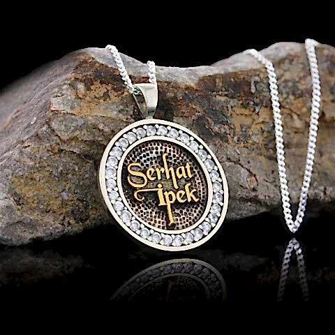 925 Ayar Gümüş Yuvarlak Taşlı İsimli Kolye