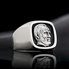 925 Ayar Kare Gümüş Atatürk Siluet Yüzük