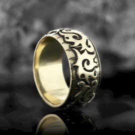 Klasik Motif İşlemeli Gümüş Alyans