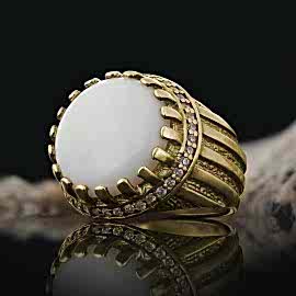 Özel Tasarım Angora Yuvarlak Sedef Taşlı Yüzük