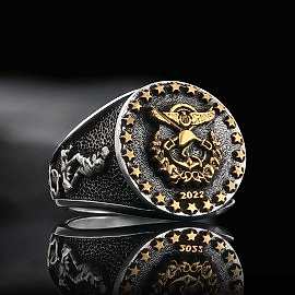 TSK Logolu Kara Harp Okulu Yüzüğü 2022, KHO Atatürk Kocatepe Silüeti Yüzük, Harp Okulu Yüzüğü, Harp Okulu 2022 Anı Yüzüğü