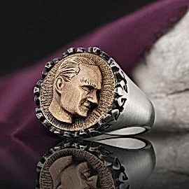Atatürk Silüetli 925 Ayar Gümüş Yüzük