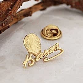 Atatürk Silüetli ve İmzalı Gümüş Rozet