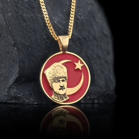 Ay Yıldız Atatürk Kolye, Özel Tasarım Ay Yıldız Atatürk Kolye, Gümüş Ay Yıldız Atatürk Kolye