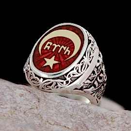 Ay Yıldız İçinde Göktürkçe Türk Yüzüğü