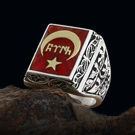 Ay Yıldız İçinde Göktürkçe Türk Yüzük