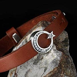 Taşlı Ay Yıldız 925 Ayar Gümüş Bileklik