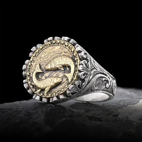 Balık Burcu Yüzük, 925 Ayar Gümüş Balık Burç Yüzük