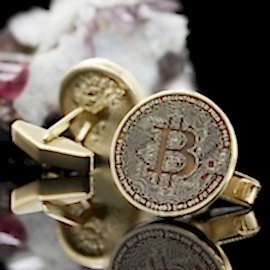 Özel Tasarım 925 Ayar Gümüş Bitcoin Hatıra Kol Düğmesi