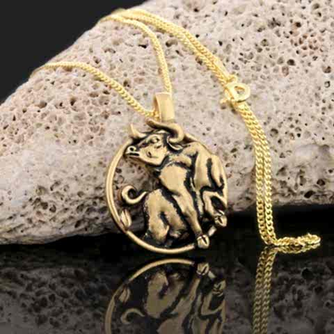 Boğa Burcu Altın Kaplama El Yapımı Özel Gümüş Kolye
