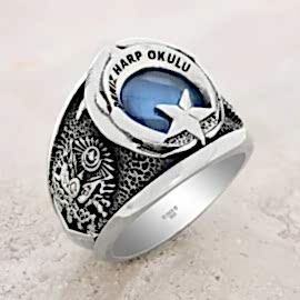 925 Ayar Gümüş Özel Üretim Deniz Harp Okulu Yüzüğü 240