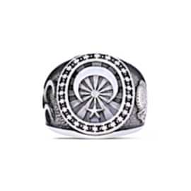 Devlet Armalı Osmanlı Yüzüğü Üç Hilal