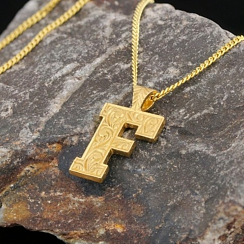 El Yapımı 925 Ayar Gümüş Özel Tasarım F Harfli Kadın Kolye