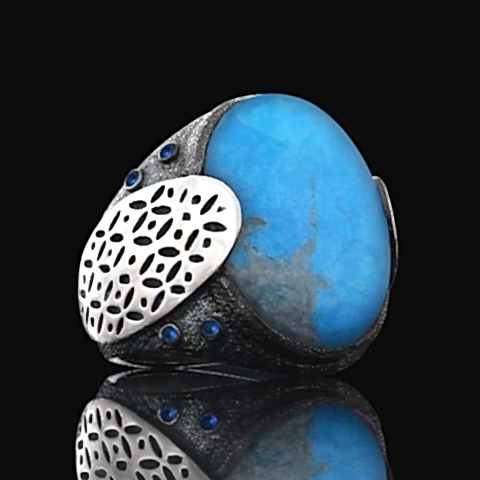 Firuze Taşlı Erkek Yüzük, Yüzük, Özel Tasarım Firuze Yüzük