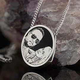 Oval Gümüş Sevgili Fotoğraflı Kolye