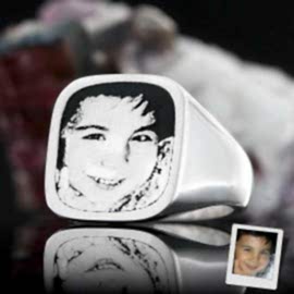 Fotoğraflı Yüzük Kare Gümüş