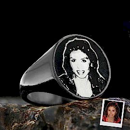 Fotoğraflı Yüzük Oval Gümüş