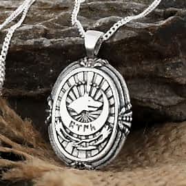 Göktürkçe Türk Yazan Kolye Gümüş 925 Ayar