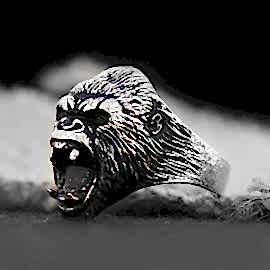 925 Ayar Gümüş Özel Tasarım Goril Yüzük