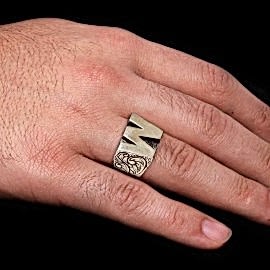 925 Ayar Gümüş Motifli W Harfli Yüzük