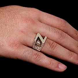 Özel Üretim Motifli 925 Ayar Gümüş Z Harfli Yüzük