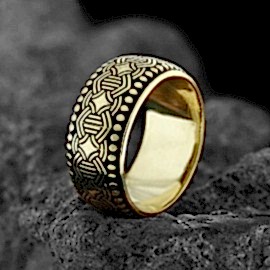 Desen İşlemeli Kenarları Noktalı Gümüş Alyans