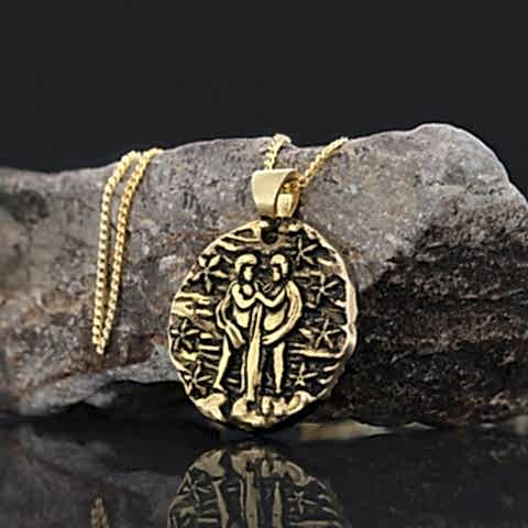 Gümüş El Yapımı İkizler Burcu Kolye