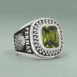 Tourmaline Taşlı Gümüş Erkek Yüzüğü