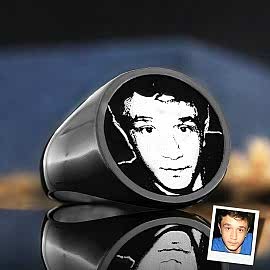 Gümüş Fotoğraflı Yüzük Yuvarlak