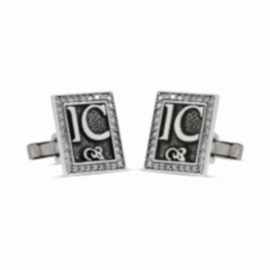 Gümüş Mineli Harfli Kol Düğmesi