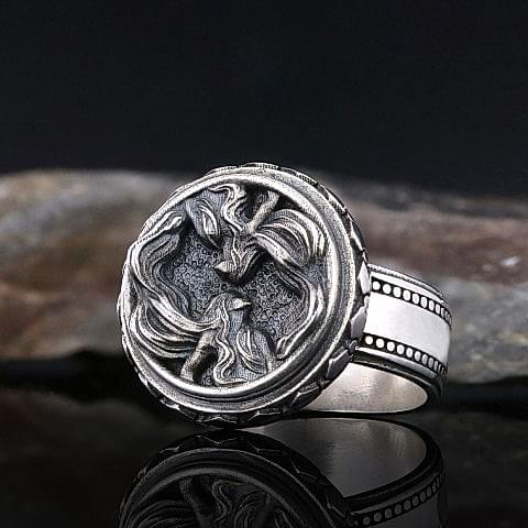 Gümüş Özel Tasarım Kadın İkizler Burcu Yüzük