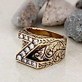 Taşlı Özel Üretim Motifli 925 Ayar Gümüş Z Harfli Yüzük