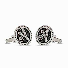 Harf Yazılı Özel Tasarım Gümüş Kol Düğmesi