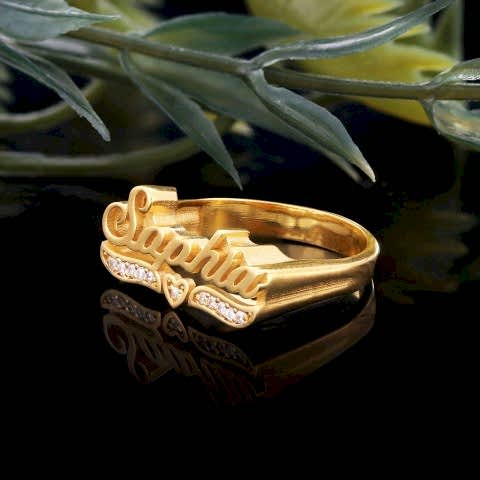 İsimli Özel Tasarım Taşlı Gümüş Yüzük