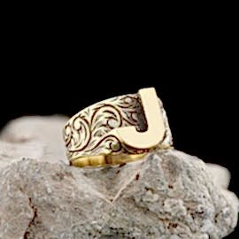 J Harfi Monogram 925 Ayar Gümüş Bayan Yüzük