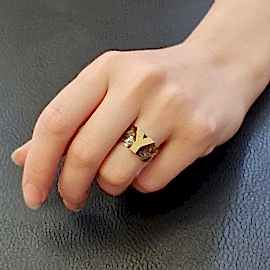 Kalın Y Harfi 925 Ayar Gümüş Bayan Yüzüğü