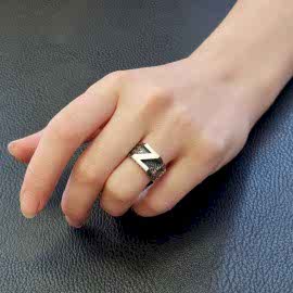 Kalın Z Harfi Monogram 925 Ayar Gümüş Bayan Yüzüğü