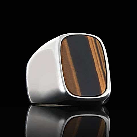 Kaplan Gözü Erkek Gümüş Yüzük