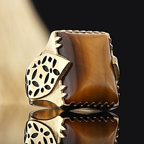 Kaplan Gözü Taşı ve Gümüş Erkek Yüzük, Özel Üretim Kaplan Gözü Yüzük