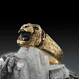 Kaplan Yüzük Gümüş 925 Ayar Altın Rengi